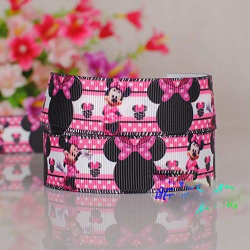 10 Yards 7/8 Inch Pink Minnie Mouse Cartoon Printed Grosgrain Ribbon By the Yard No.9587648