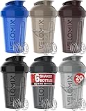 VELOMIX -6 PACK- 20 oz Protein Shaker Bottle for Protein Mixes - 6x Wire Whisk | Leak Proof Shaker Cups for Protein Shakes| Stackable Protein Shaker Bottle Pack | Dishwasher Safe (Modern Neutrals)