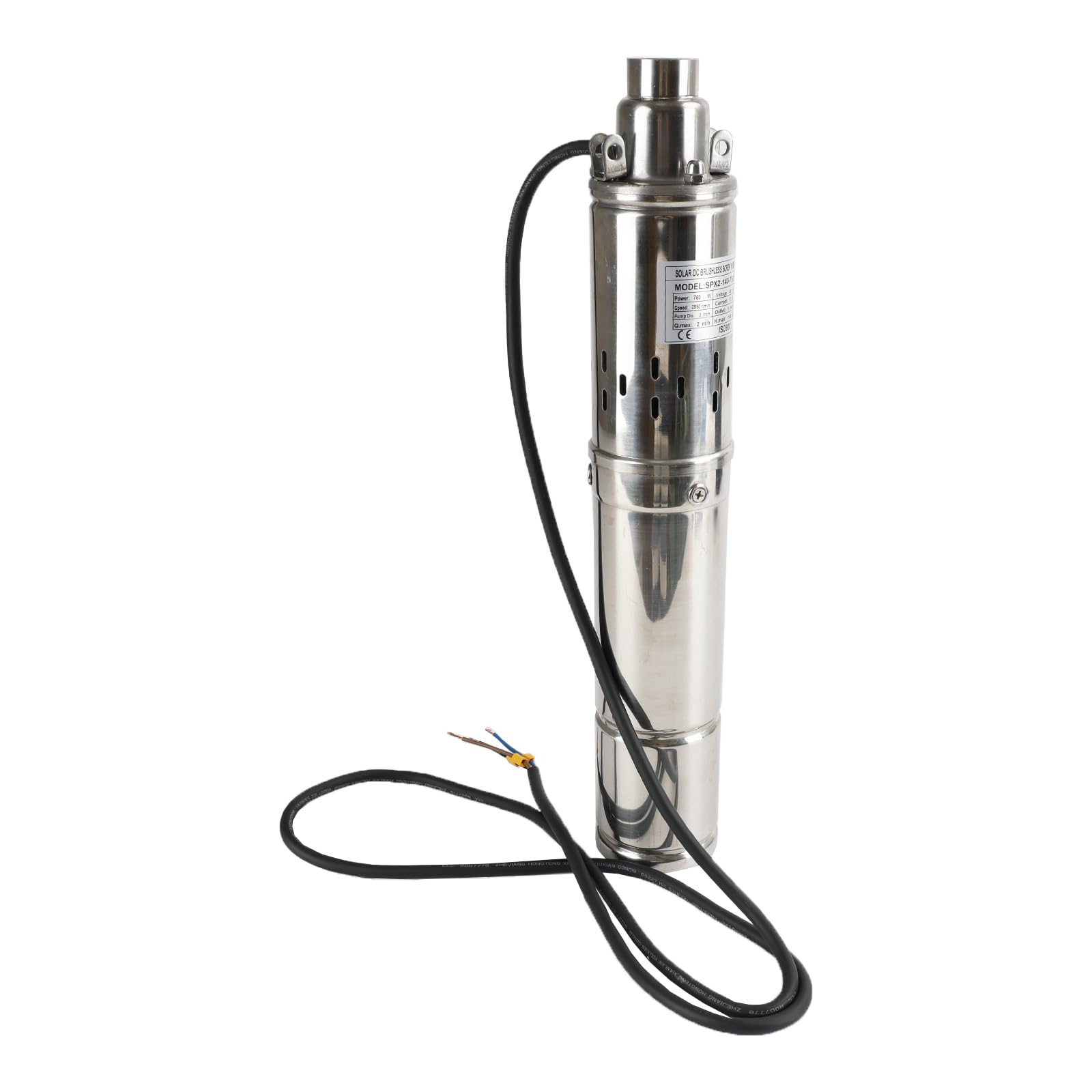 Topteng 3" 72V 1.2KW Deep Well Solar Submersible Bore Hole Water Pump, 180M Head, 2000L/H Flow, Brushless DC Motor, MPPT Controller, Stainless Steel Body, Apto para Solar Panels 6X 200-300W