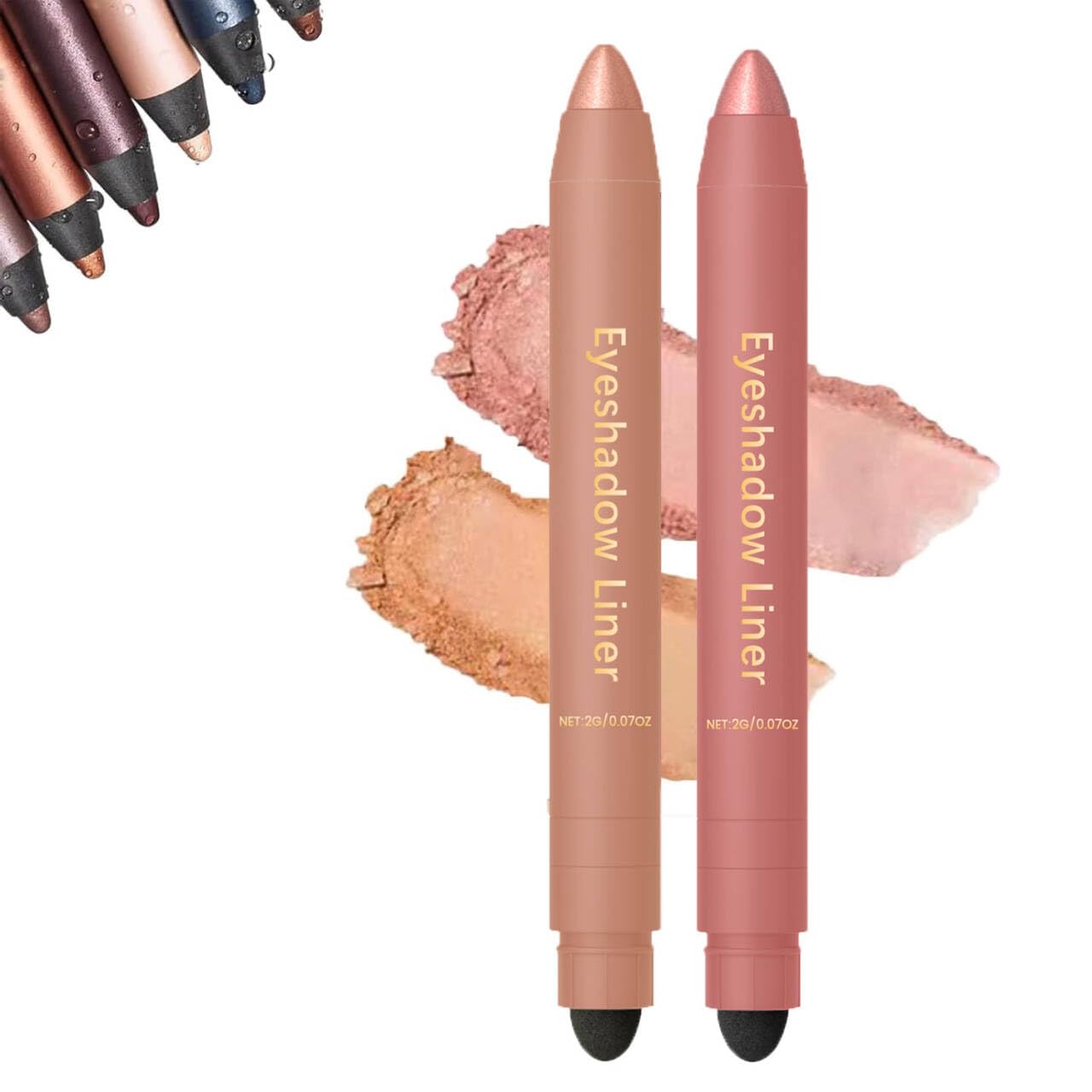 Eyeshadow Stick, Perfect Color Duo-Shadow Liner 2-in-1 Eyeliner & Eye Shadow Stick, Easily Blendable & Buildable, Waterproof, Creamy Easy-Glide, For Effortless Smoky Or Natural Eye Makeup(06+03) Champagne+Rose Gold