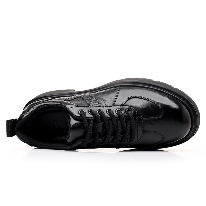 Men's Leather Thick-Soled Oxford Shoes Comfortable Handmade Round Toe Slip-on Non-Slip Embossed Sole Lace-up Formal Derby Shoes Suitable for Casual Business Work Office Wedding Dress2