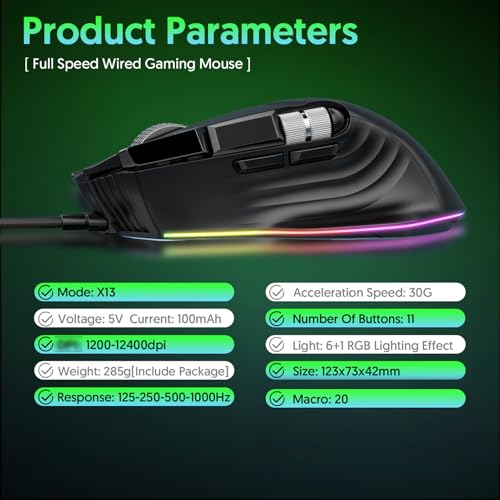 Souris de jeu filaire RVB ergonomique Docooler avec macro programmable - 2