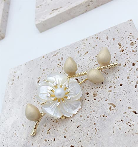 Inghome Simple And Elegant Natural Fritillary Brooch Cheongsam Corsage Small Pin Exquisite Suit Coat Accessories #TOP3