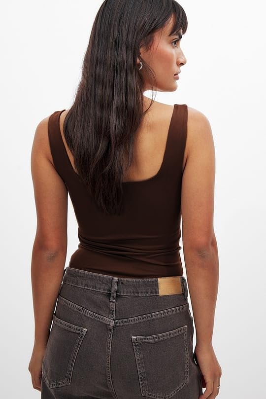 Image of SIGHTBOMB Microfiber Ultra Soft Feather Touch Seamless Front SOFTLINE Square Neck Double Layered Support Spaghetti Tank TOP for Women
