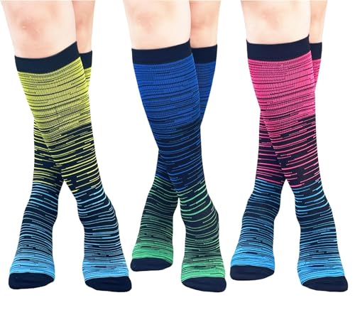 Compression Socks for Women Men Support Socks 15-20 mmhg knee high Compression Stockings 3 Pairs for Nurse