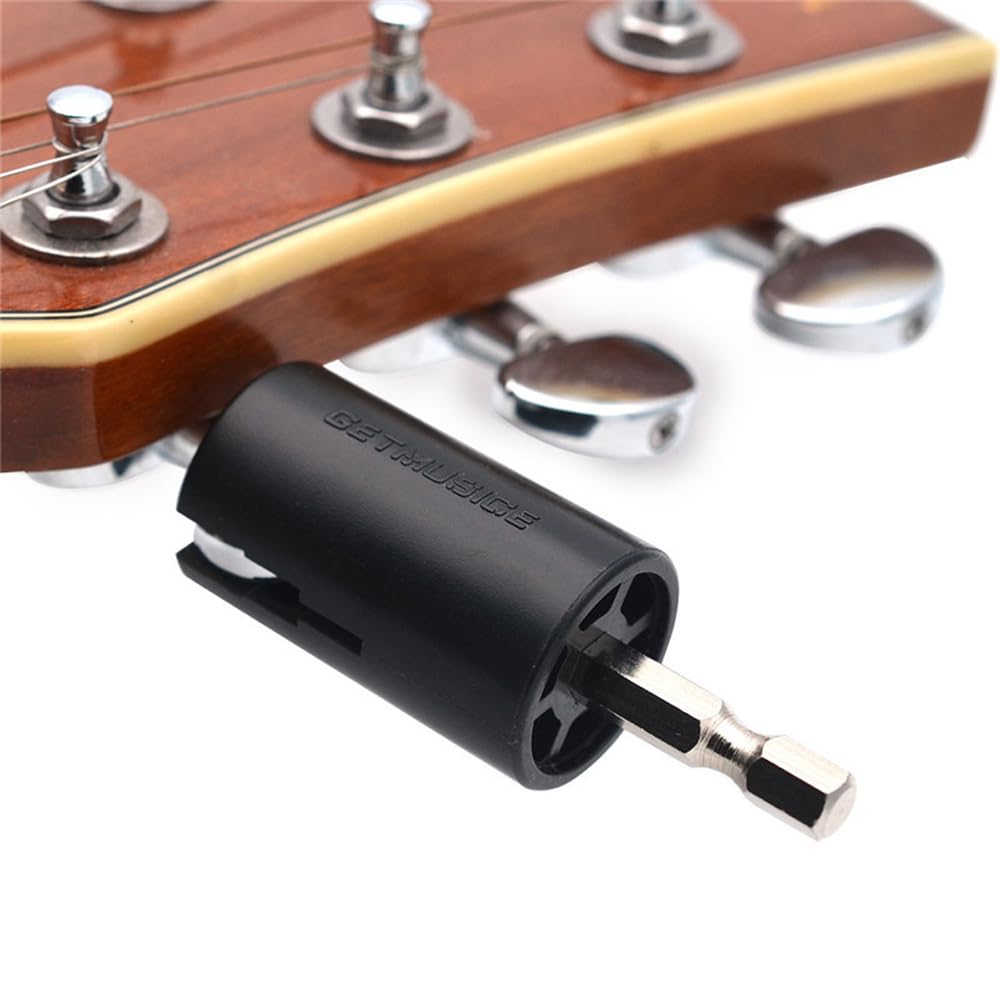 Bouton de Basse pour Guitare électrique, Ensemble accordeur, perceuse électrique, tête d'enrouleur de Cordes de Guitare hexagonale, Accessoires de Guitare pour Guitare électrique Basse