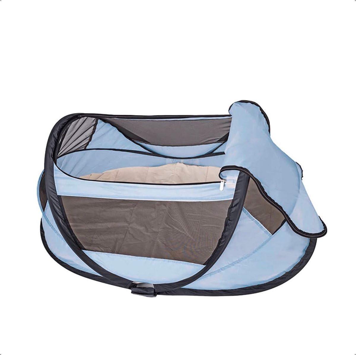 Deryan Travel Cot Cuna de Viaje - BabyBox - Pop up - Ligera, compacta y Plegable - Se despliega en Solo 2 Segundos - con mosquitera y Bolsa de Transporte - Azul