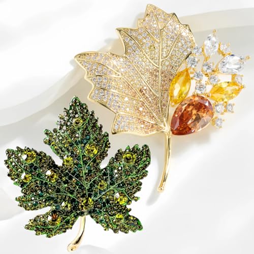 Image of Elegant Leaf-shaped Crystal Brooch, Perfect for Any Occasion,Rose Gold /Silver