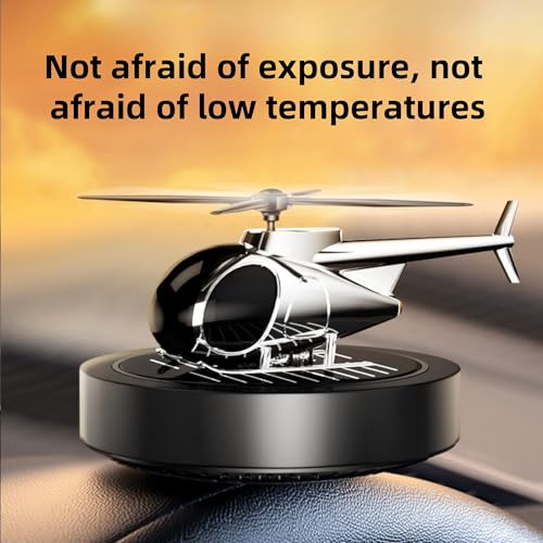 Image of Car Diffuser Quiet & Stylish Helicopter Solar Dashboard Decor Auto-Rotating Air Purifier for Men & Military Enthusiasts Enhance Driving Experience (Black)