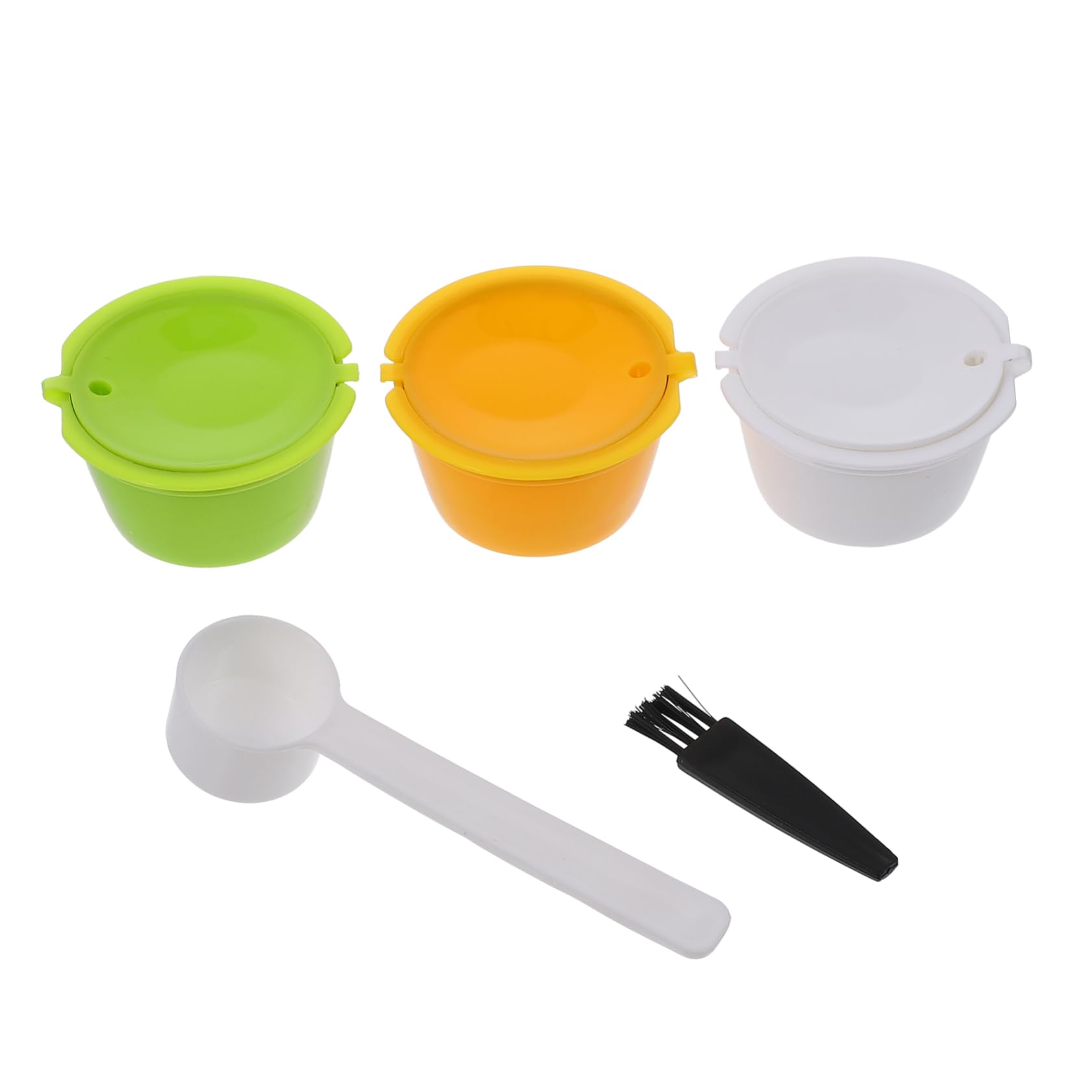 IWOWHERO 3pcs Reusable Coffee Capsule Filters for Compatible Coffee Machines Includes Cleaning Brush and Spoon Easy to Use and Clean and Construction