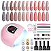 Gel Nagel Kit mit Lampe, Tecanne 54W UV LED Nagellampe 12 Nude Farben Gel Nagellack Set Starter Kit mit No Wipe Base Top Coat Matte Coat und Maniküre Tools