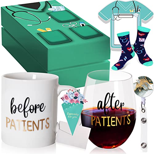 Before Patients, After Patients 11 oz Coffee Mug and 15 oz Stemless Wine Glass Set Gifts Idea for Nurses, Doctors, Hygienists, Assistants, Physician, Dentists, Nurses' week Birthday Graduation Gifts