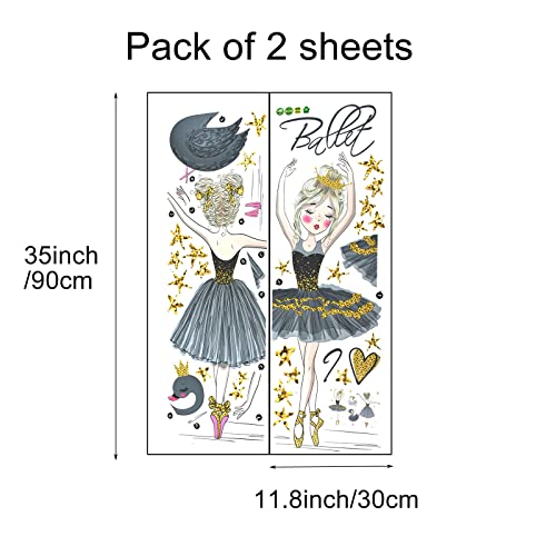 Vinilo decorativo bailarinas y cisne negro 48x31 pulg miniatura 2