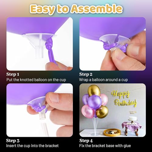 Image of JOYYPOP 30 Sets Balloon Stand Kit for Table Centerpieces Balloon Sticks with Base Reusable Balloon Holders for Independence Day Graduation Birthday Wedding Party Decorations