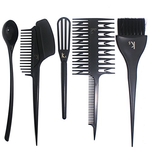 MissLytton Hair Dye Color Tool Kit, Professional Hair Highlighting Coloring Dyeing Kit, Includes Hair Color Mixing Bowl, Applicator Tint Brush Comb Set for Salon and Home Use (Set of 6)