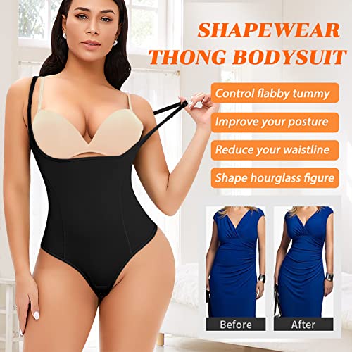 Image of Thong Shapewear Bodysuit for Women Tummy Control Open Bust Body Shaper | Light Tummy Control Thong Bodysuit,Slimming Body Shaper Slimmer,Shaping Bodysuit Thong Girdle