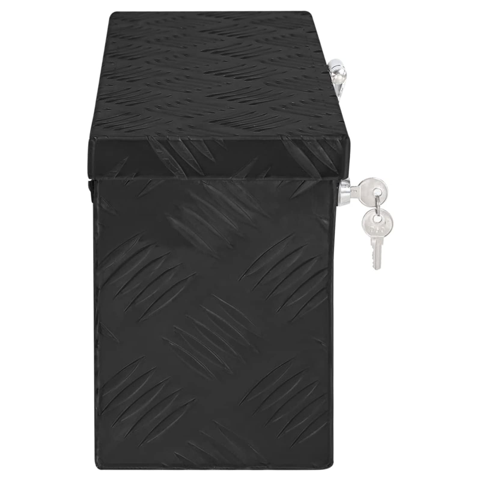 Homgoday Caja de almacenamiento, caja de almacenamiento para pasillo, cofre de remolque, organizador de herramientas con tapa, caja de herramientas con bloqueo, caja de camión, color negro, 50 x 15 x
