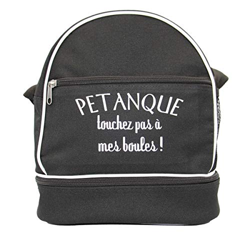 Sac bandoulière pétanque noir PATOUTATIS avec message imprimé