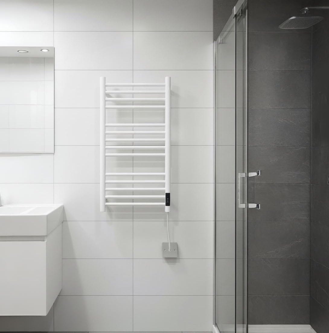 Manissa Scaldasalviette Elettrico Bagno Acciaio Inox 400x720mm Bianco - Riscaldamento Rapido Design Moderno Anticorrosione - Termoarredo Elettrico