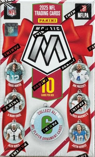 2025 Mosaic Football Ornament Box (1 Exclusive Red & White Stripe Rookie)
