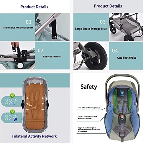Zhiding Babykar 3 in 1 opvouwbare buggy 22-wheeler, kinderwagen met extra grote luchtwielen, voor kinderen schakelbare fietswalking, lange reis voor pasgeboren en peuter (Color : Brown) - Afbeelding 7