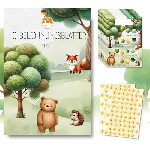 MINITALES Belohnungstafel Kinder – Belohnungssystem mit 10 Blättern & Stickern für Töpfchentraining, Routine & Aufgaben | Aufgabentafel & Routine Planer Kinder ab 3, 4, 6 Jahren