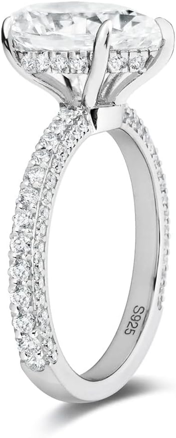 Bo.Dream 2ct/3ct Pear Shaped Cubic Zirconia CZ Engagement Rings Platinum Plated Sterling Silver - Image 2