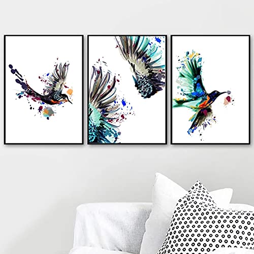 Affiches et gravures colibri oiseau mur art toile salon moderne triptyque 50x70