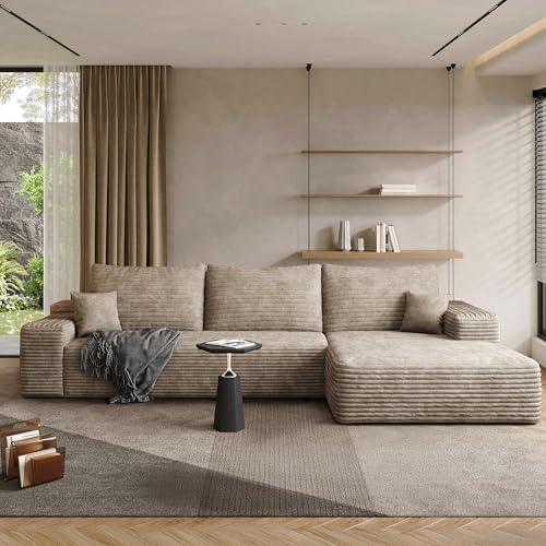 Image of 96 inch Sectional Couches for Living Room Cloud Couch Sofa with L-Shape Upholstered Boneless Couchs Modern Modular Sectional Couch with Chaise