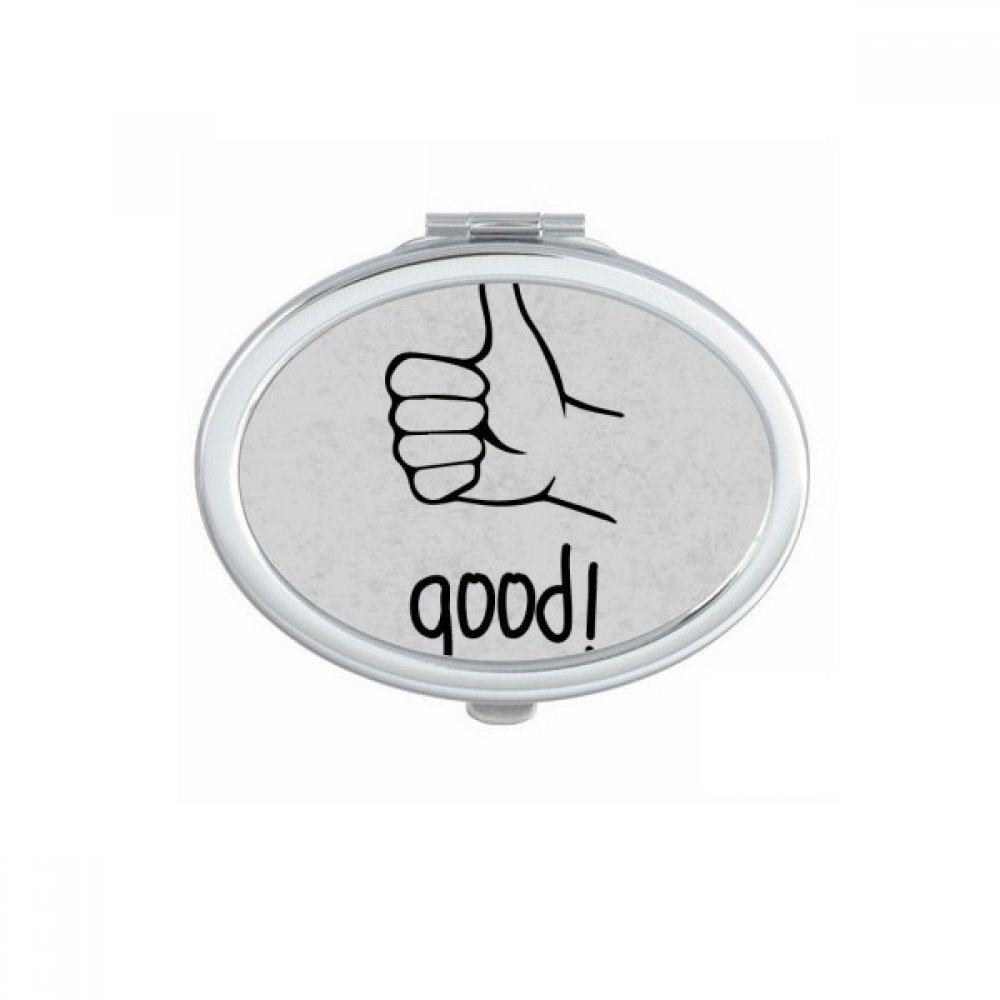 Miroir de maquillage ovale et compact à motif pouce noir pour retouches précises à la main