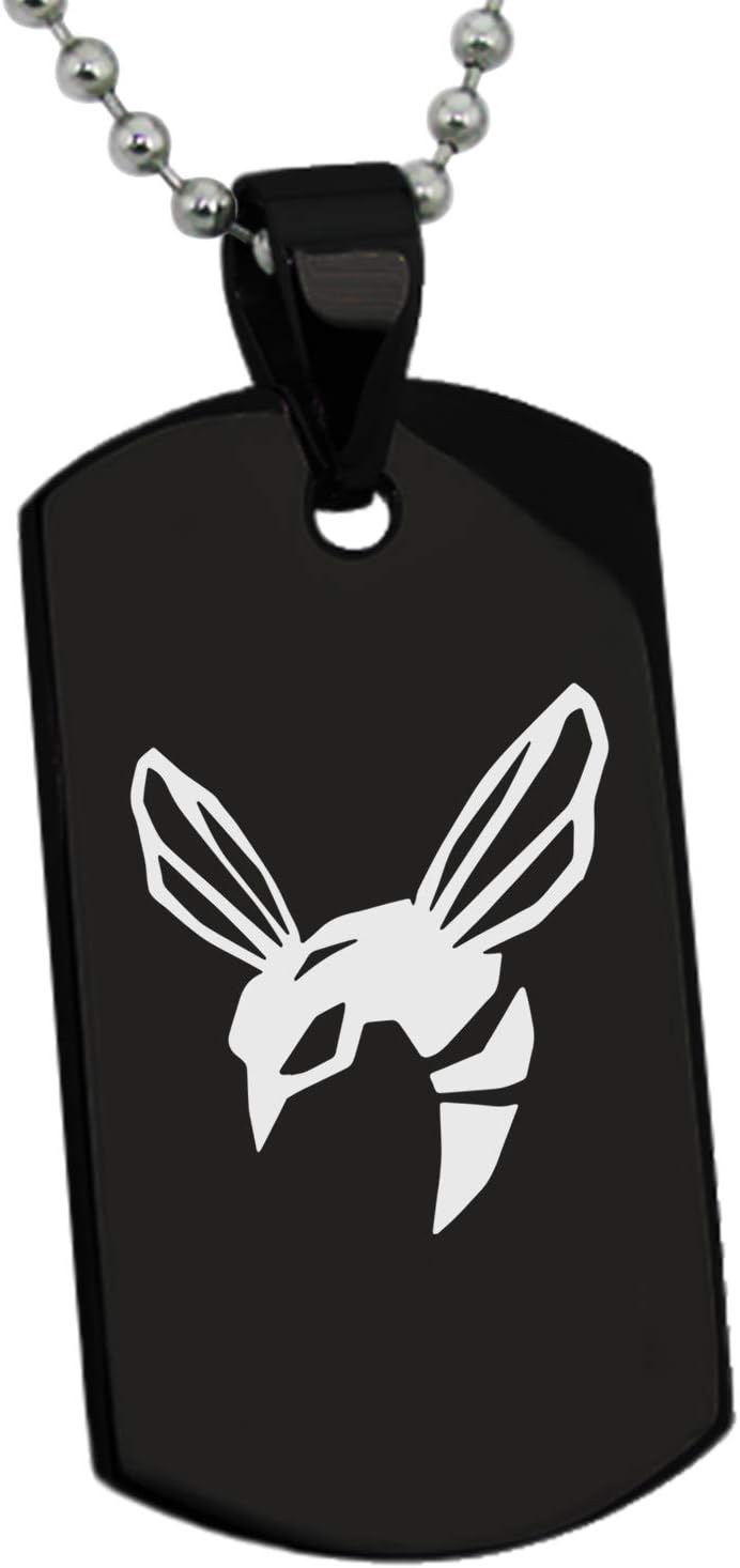 Stainless Steel Hornet Dog Tag Pendant Necklace