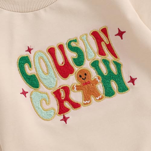 Baby Girl Christmas Outfit Toddler Gingerbread Cousin Crew Sweatshirt Oversized Sweater Kids Fall Winter Clothes4