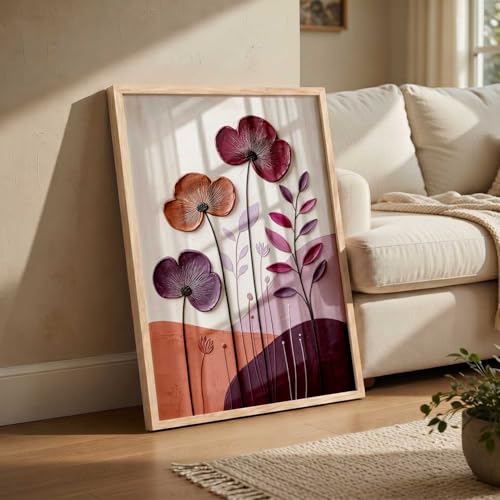 Image of kotart Aesthetic flower Art Home Decoration Painting | Floral Paintings With Frame For Living Room Bed Room Hotel Wall Decor Digital Reprint (13x17 inch)