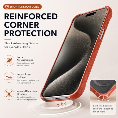 Housse cuir iPhone 17 Air fine rouge compatible MagSafe
