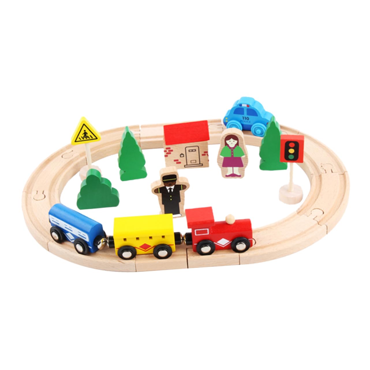 SUPVOX Giocattoli Di Legno Puzzle Per Ragazzo Set Di Vagoni Ferroviari in Legno Di Faggio Giocattoli Educativi Puzzle Per Ragazzo