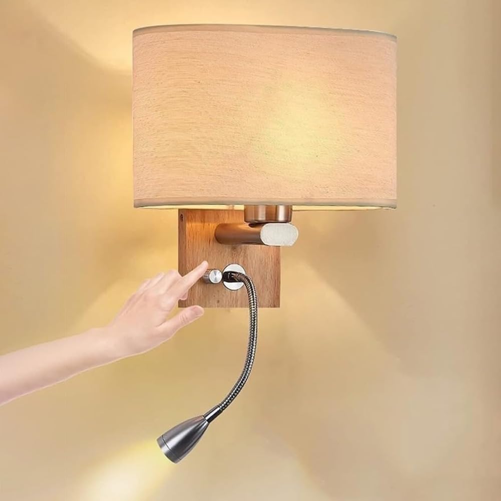 Aplique de pared para dormitorio con luz de lectura flexible ideal para leer en la cama
