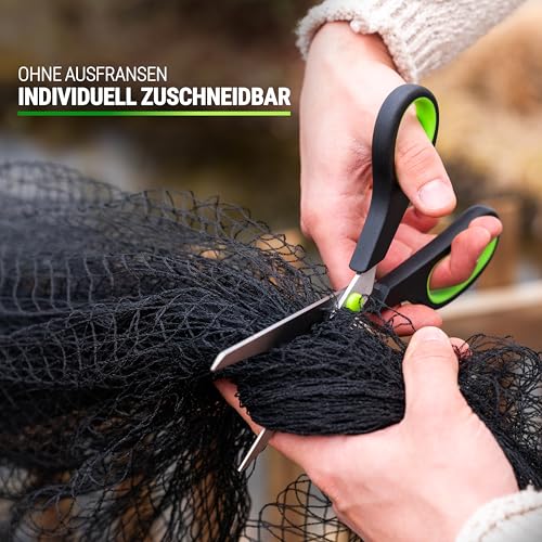 FISO® Teichnetz - 5x10m I Vogelschutznetz engmaschig, robust, witterungs- & UV-beständig I Schwarzes Teich Netz feinmaschig (15x15mm) I Netz zum Schutz von Teich, Balkon, Kirschbaum & Mehr
