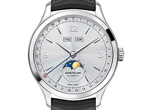 Montblanc Heritage Chronometrie Perpetual Calendar Automatic Silvery White Dial Black Leather Mens Watch 1125382