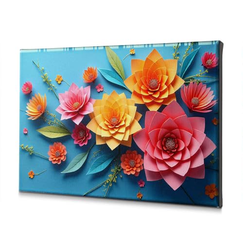 Décoration murale de salle de bain DRPZ : fleurs en papier azur 30x40 cm pour Pâques