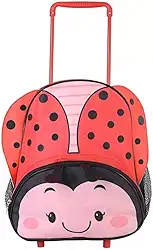 Mochila de Rodinhas Infantil Abelhinha e Joaninha com Anteninhas Bolso Frontal (Joaninha)