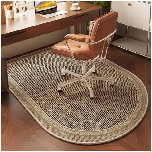 Non-Slip Brown Office Chair Mat, 120x80cm Mat with Shock Absorption & Sound Insulation, Soft, Easy Care, Durable & Fade Resistant - Perfect for Home & Office Use