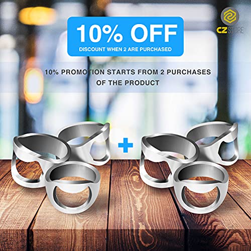 Cz Store Mini Bottle Opener Ring ✮Lifetime Guaranteed✮ Novelty Tool For Removing Soda Or Beer Crown Seals & Caps - Stainless Steel With Nickel Finish 3-Pack : 0.79”, 0.87”, 0.95” Sizes #TOP5