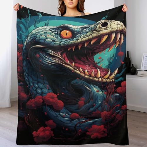 Couvertures moelleuses imprimé serpent pour réchauffer vos soirées canapé - 2