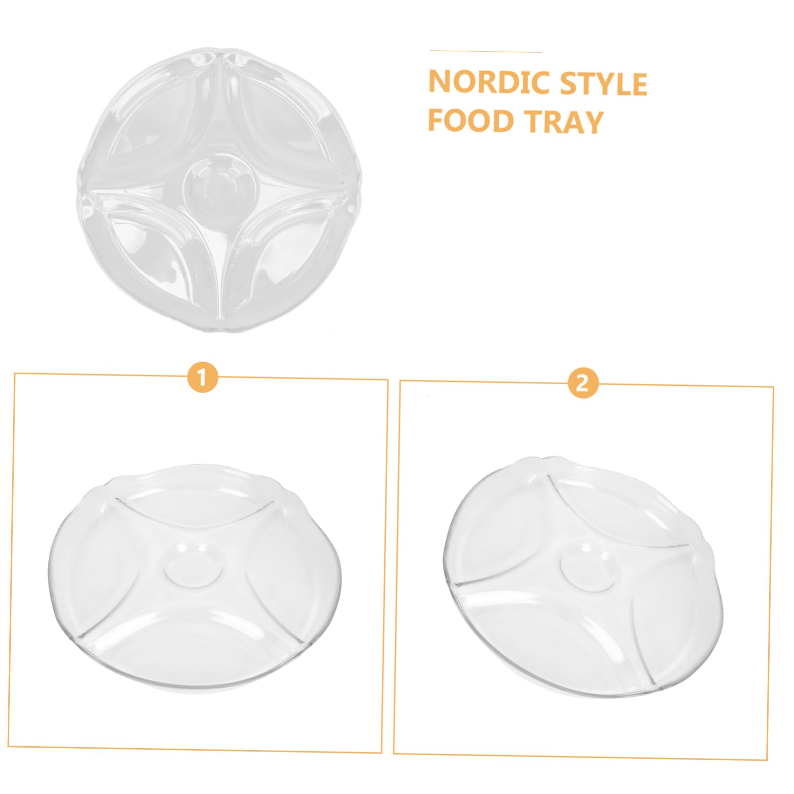 ABOOFAN Verre Assiette à Compartiments, Séparation des Aliments, Style Nordique, Design Empilable, Service Élégant, pour Maison et Repas Occidentaux