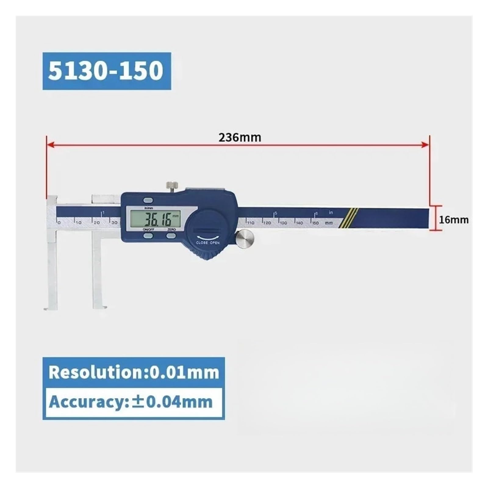 Suwmiarka cyfrowa z wewnętrznym rowkiem Suwmiarka cyfrowa Suwmiarka ze stali nierdzewnej Suwmiarka elektroniczna 8-150/13-200/15-300 mm,5130150