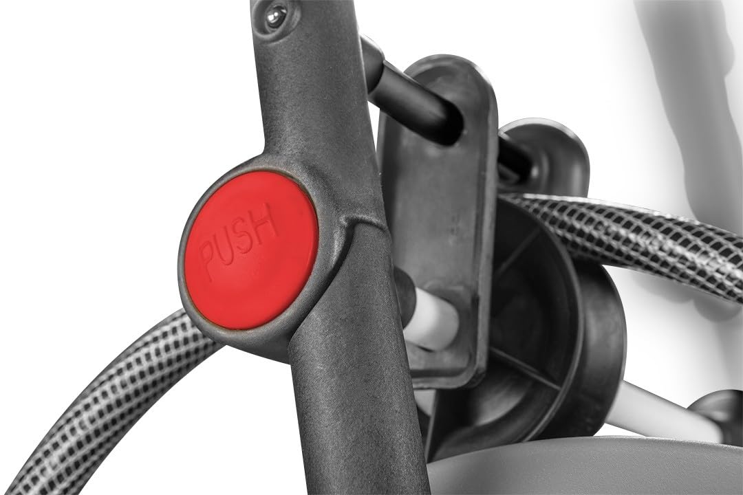NEO TOOLS Wózek ogrodowy z wężem do 60 m, wąż ogrodowy (1/2") – bęben z metalu | zapobiega zginaniu węża, stabilny i trwały, antypoślizgowy i składany uchwyt, metalowa rama