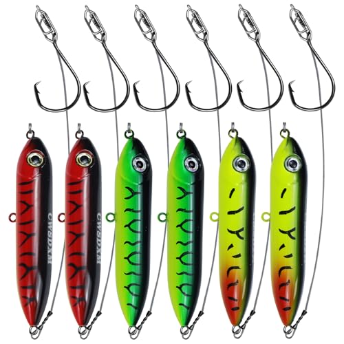 Catfish Rig con Flotador Rattle, Señuelo de Pesca Preensamblado para Bagre con Líder de Acero de Alta Resistencia y Anzuelos Circulares 8/0 6 Piezas para Río, Lago y Estanque