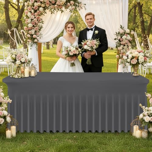 Moosfor 2 Pack Spandex Fitted Rectangle Tablecloth, Elastic Table Skirt by Moosfor - Used condition - Image 2