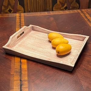 Allgala Wooden Tray 17x13x2 Stylish Rustic Farmhouse Decor Serving Platter Wooden Ottamen Tray Coffee Table Tray I Bed Tray