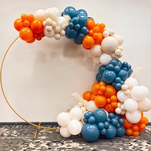 Arche de ballons orange brûlé terre cuite et bleu sarcelle - 3
